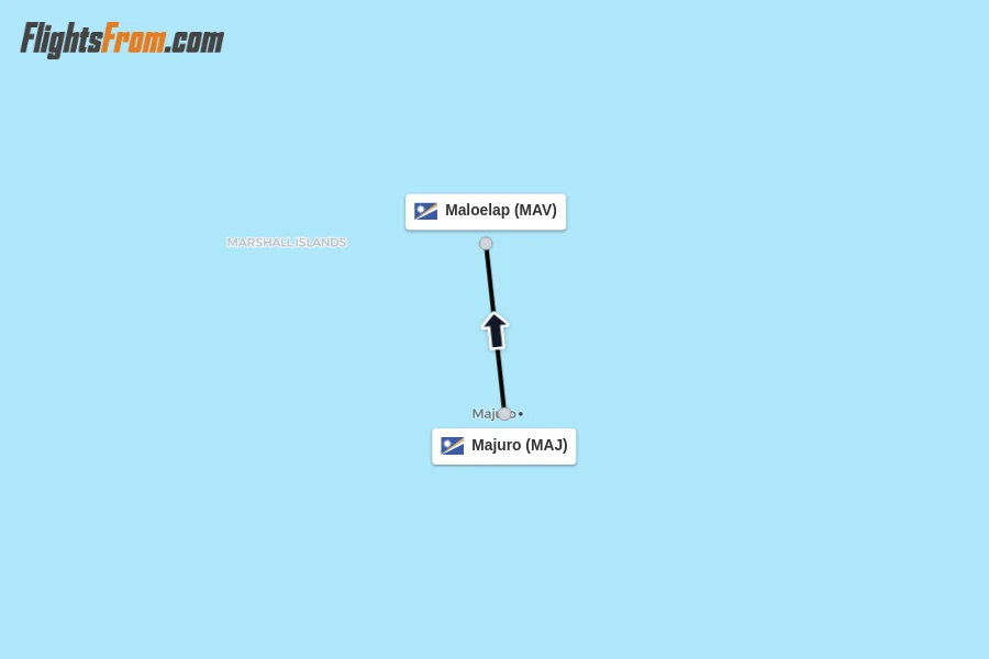 Flights from Majuro to Maloelap route map