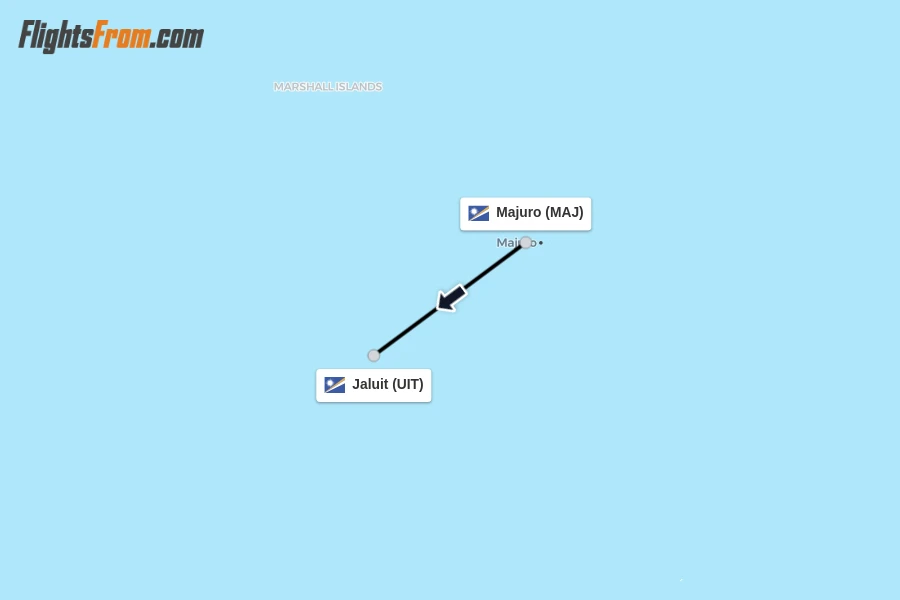 Flights from Majuro to Jaluit route map