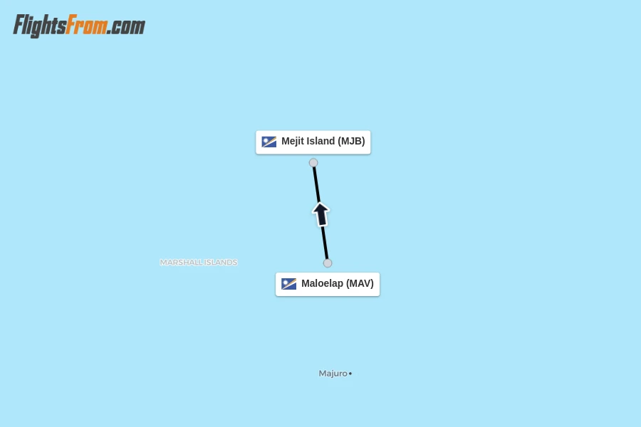 Flights from Maloelap to Mejit Island route map