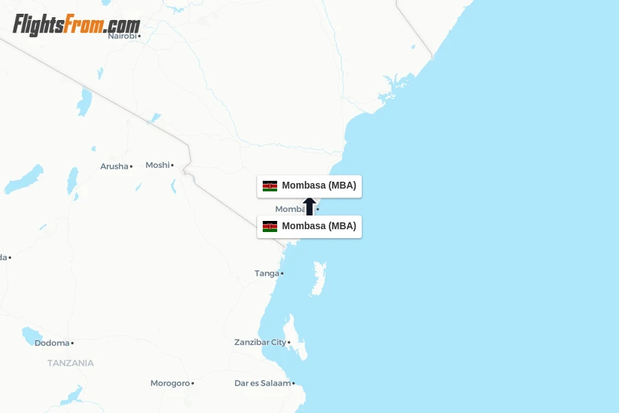 Flights from Mombasa to Mombasa route map