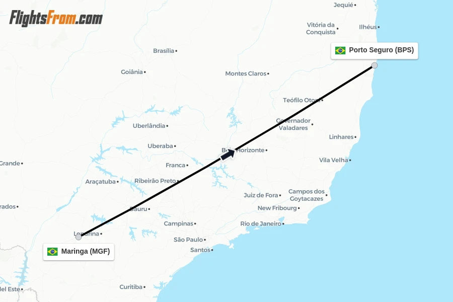 Flights from Maringa to Porto Seguro route map