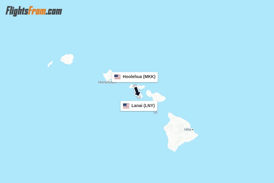 Flights from Hoolehua to Lanai route map