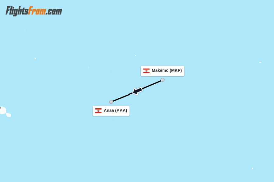 Flights from Makemo to Anaa route map