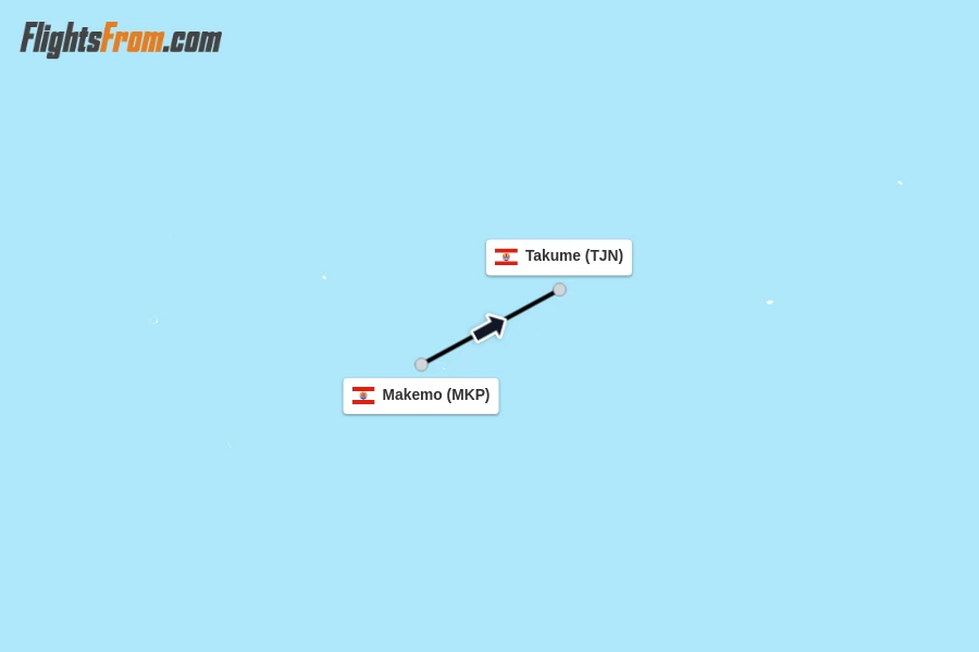 Flights from Makemo to Takume route map