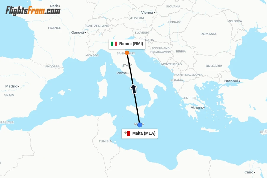 Rmi Rimini Direct (non-stop) flights from Malta to Rimini - schedules ...