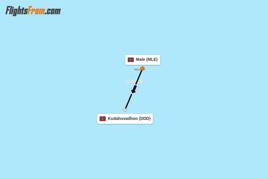 Flights from Male to Kudahuvadhoo route map