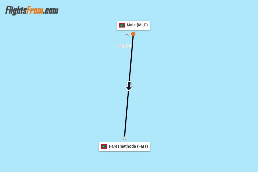 Flights from Male to Faresmathoda route map