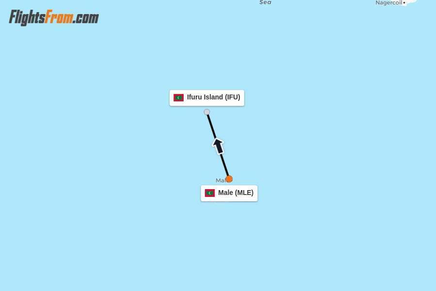 Flights from Male to Ifuru Island route map