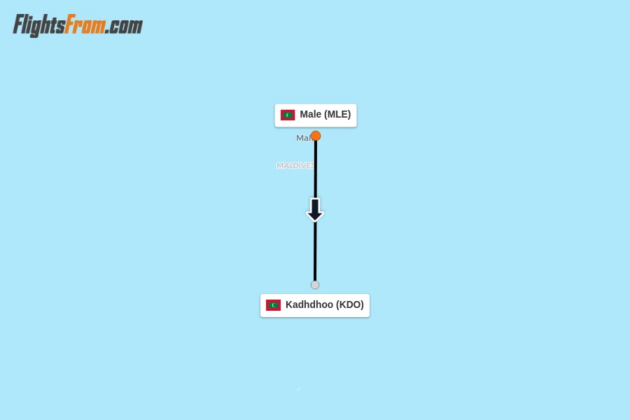 Flights from Male to Kadhdhoo route map