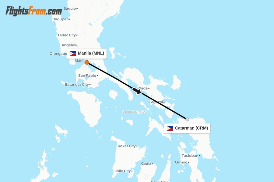 Flights from Manila to Catarman route map