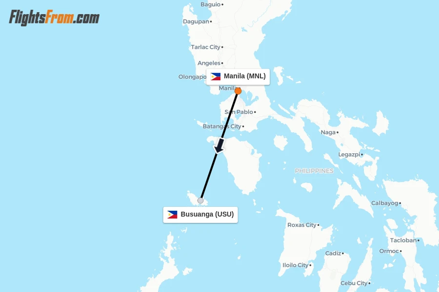 Flights from Manila to Busuanga route map