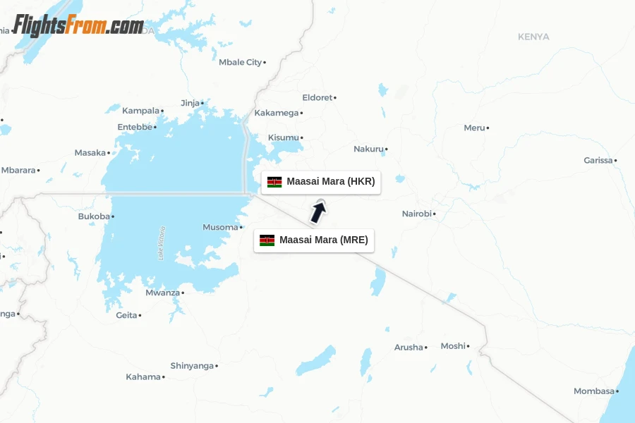 Flights from Maasai Mara to Maasai Mara route map