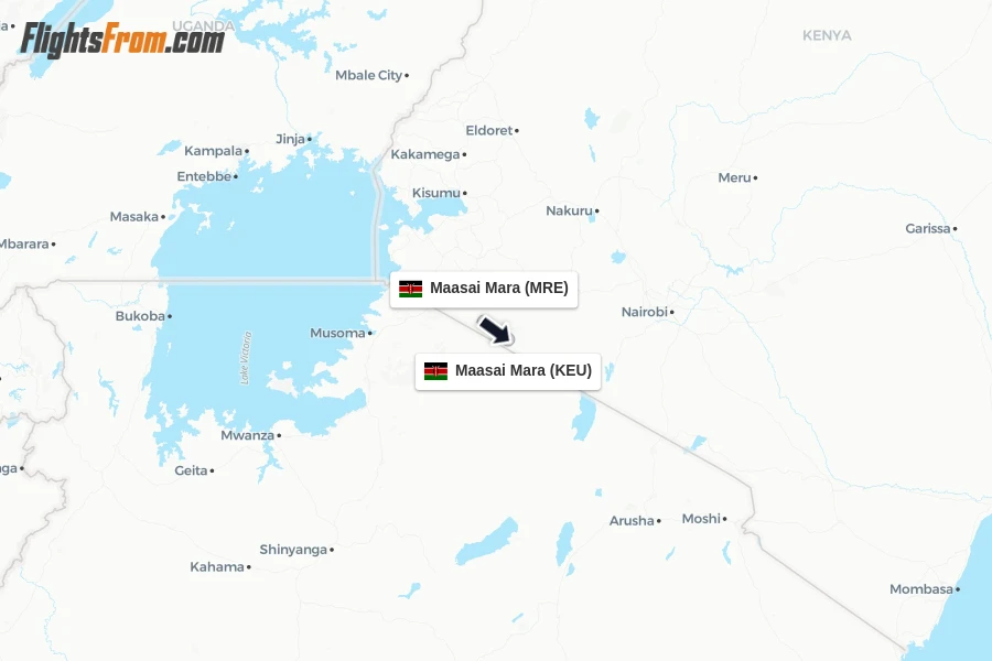 Flights from Maasai Mara to Maasai Mara route map