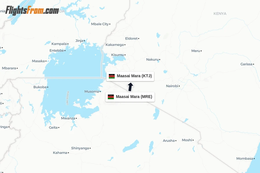 Flights from Maasai Mara to Maasai Mara route map