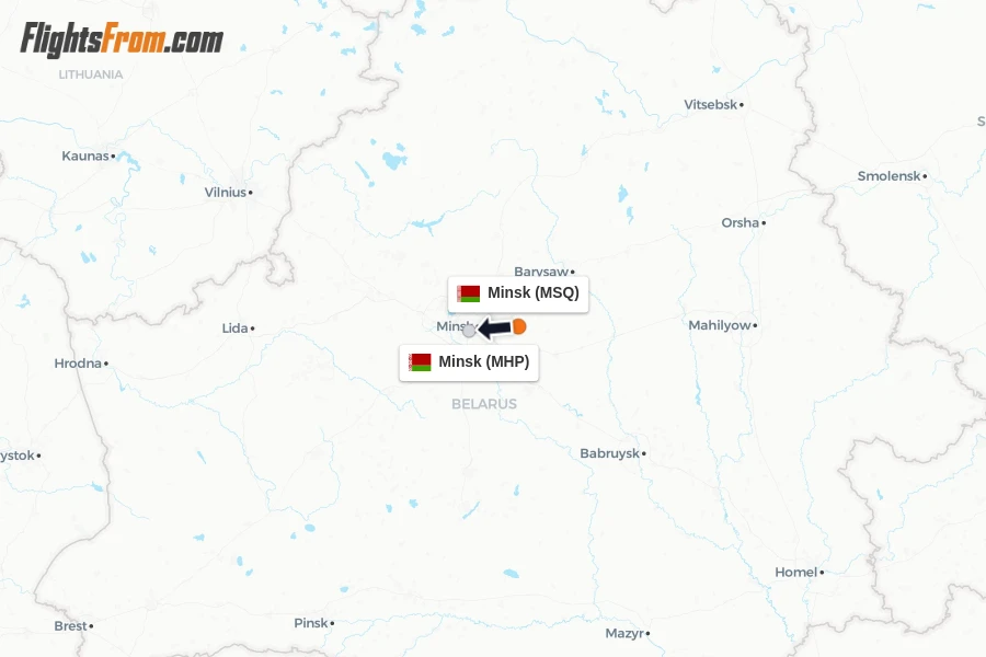 Flights from Minsk to Minsk route map