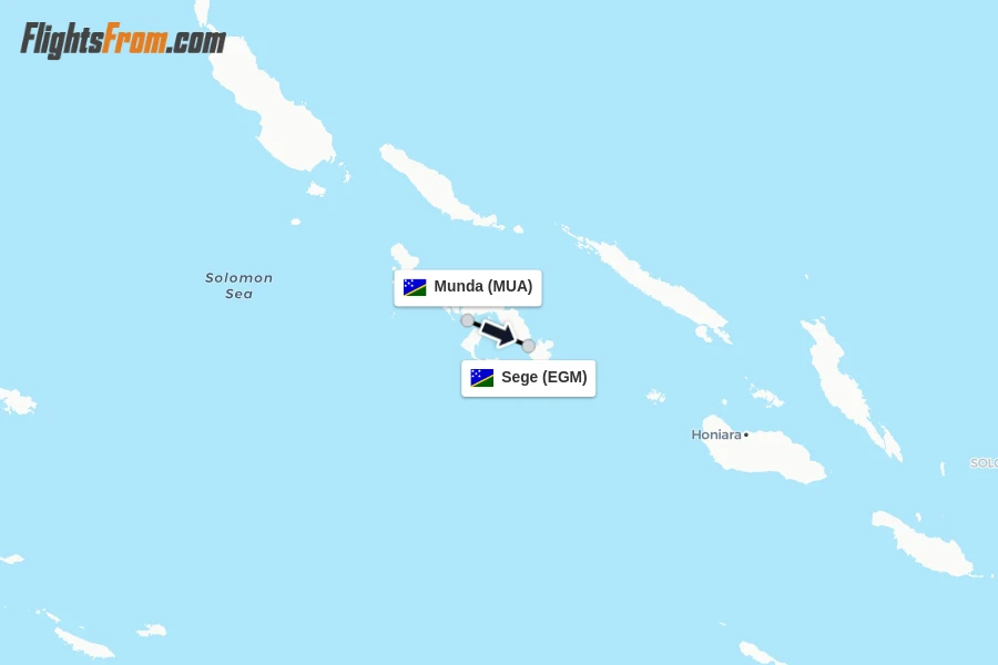 Flights from Munda to Sege route map