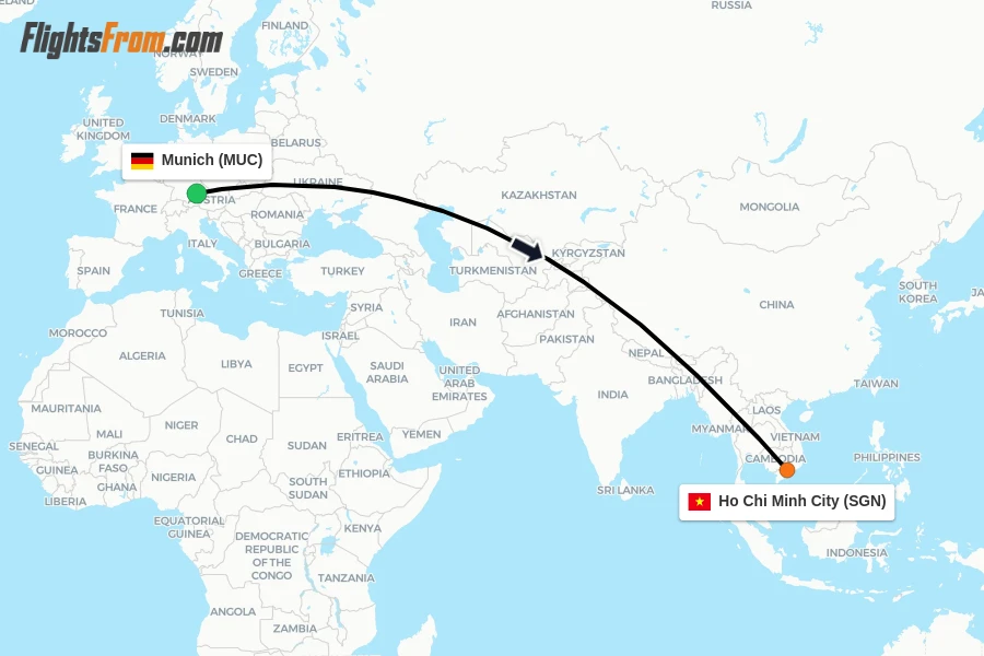 Direct (non-stop) flights from Munich to Ho Chi Minh City - schedules ...