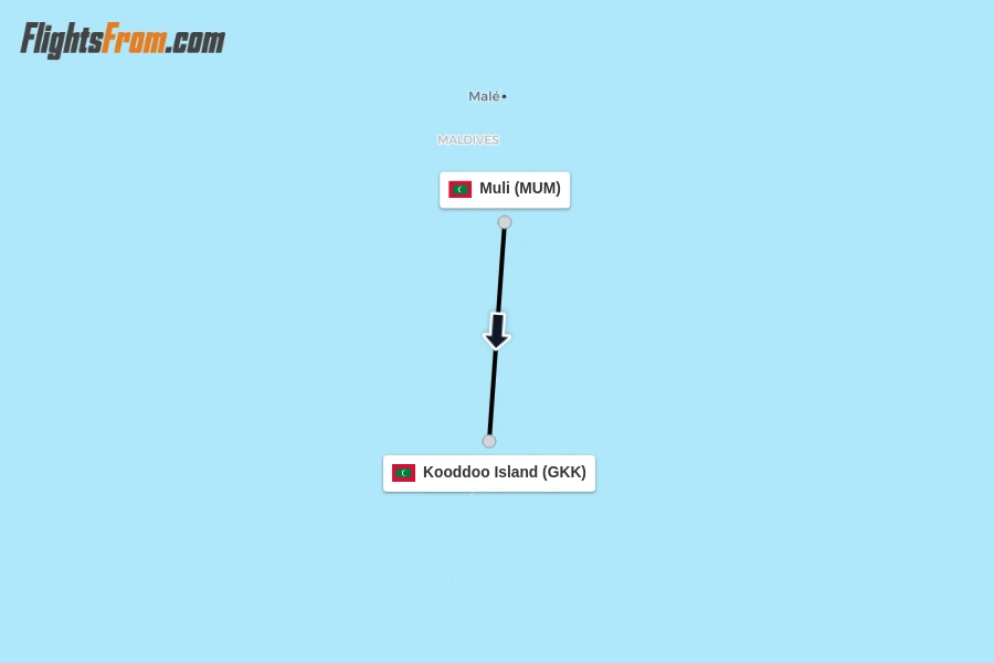 Flights from Muli to Kooddoo Island route map