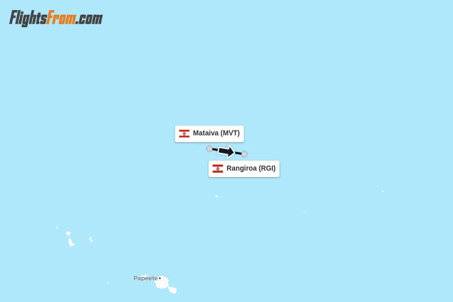 Flights from Mataiva to Rangiroa route map