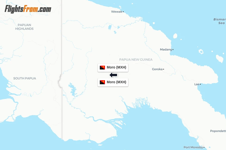 Flights from Moro to Moro route map