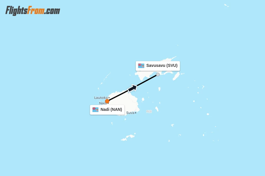 Flights from Nadi to Savusavu route map