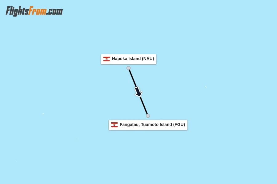 Flights from Napuka Island to Fangatau, Tuamoto Island route map
