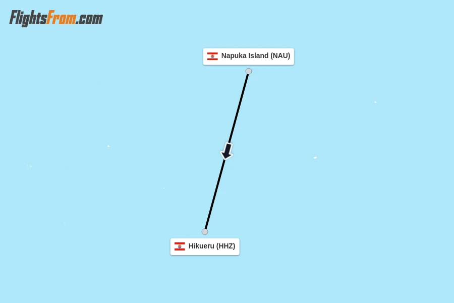 Flights from Napuka Island to Hikueru route map