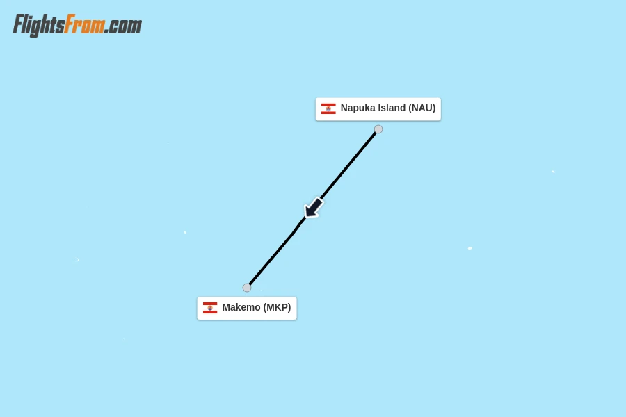 Flights from Napuka Island to Makemo route map