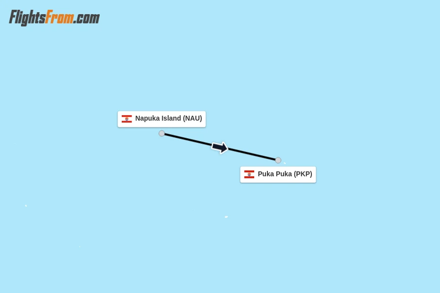 Flights from Napuka Island to Puka Puka route map