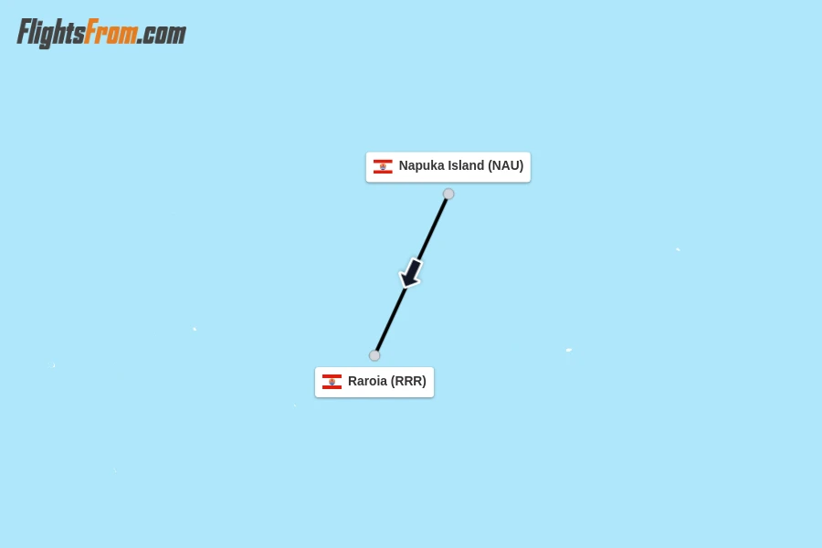 Flights from Napuka Island to Raroia route map