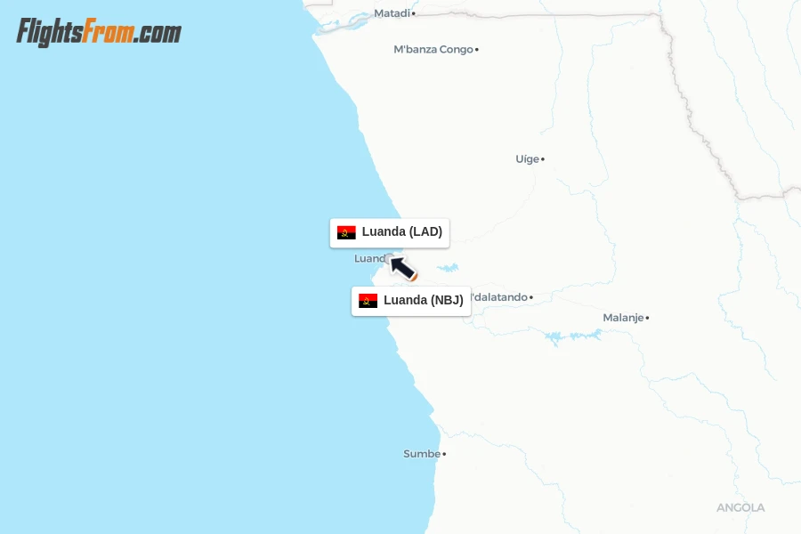 Flights from Luanda to Luanda route map