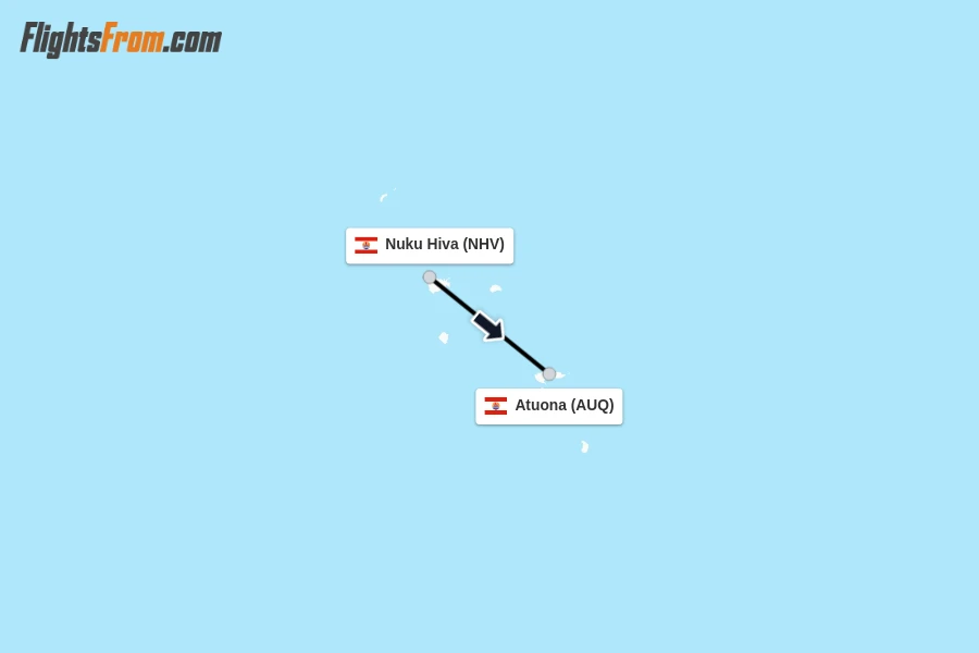 Flights from Nuku Hiva to Atuona route map