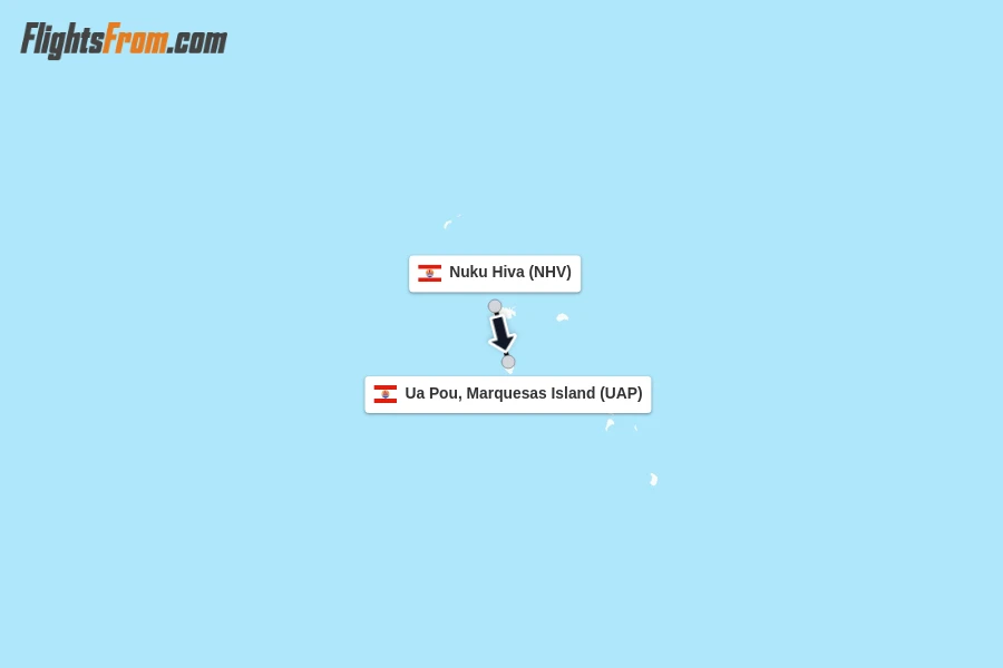 Flights from Nuku Hiva to Ua Pou, Marquesas Island route map