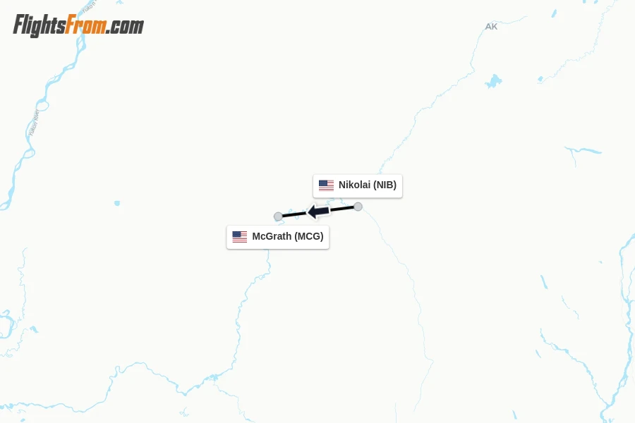 Flights from Nikolai to McGrath route map