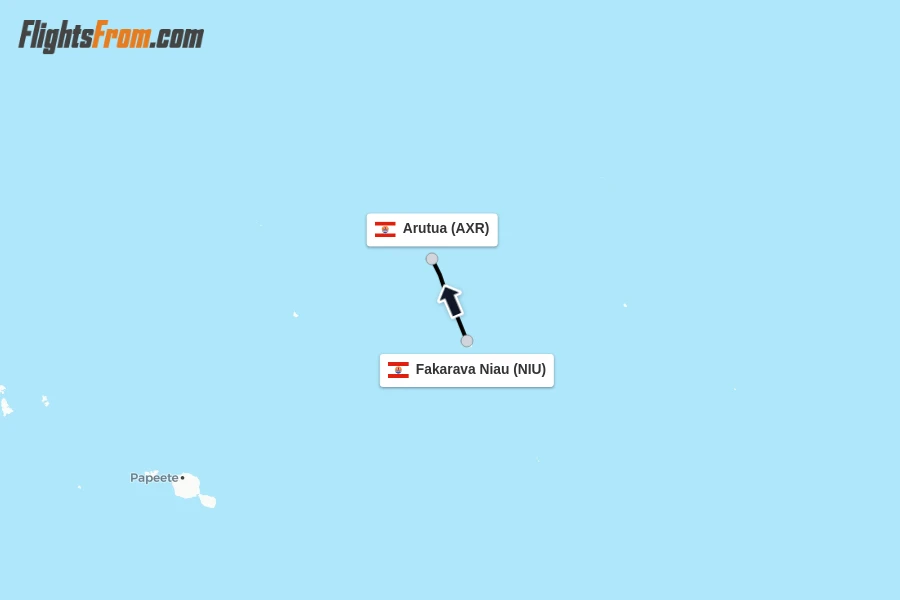 Flights from Fakarava Niau to Arutua route map