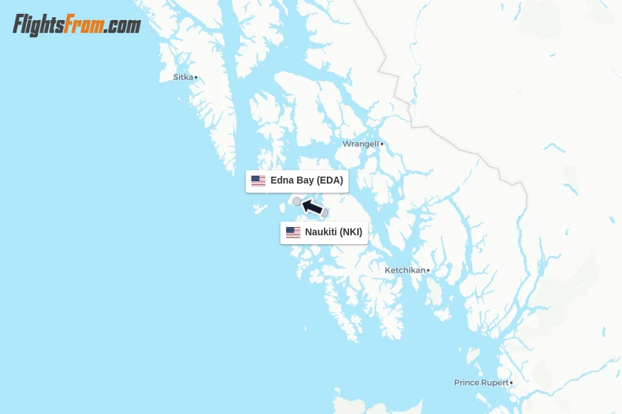 Flights from Naukiti to Edna Bay route map
