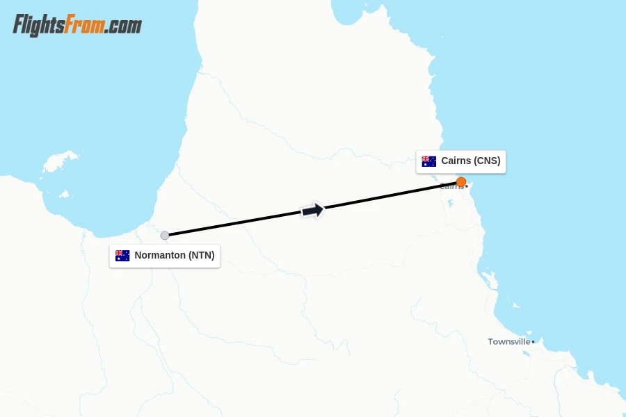 Flights from Normanton to Cairns route map
