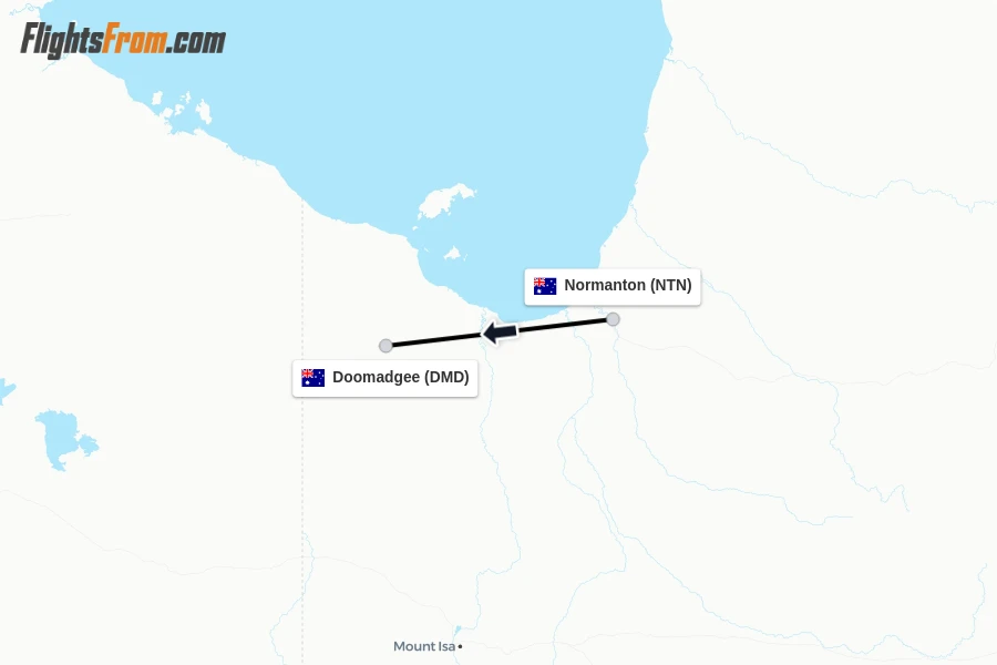 Flights from Normanton to Doomadgee route map