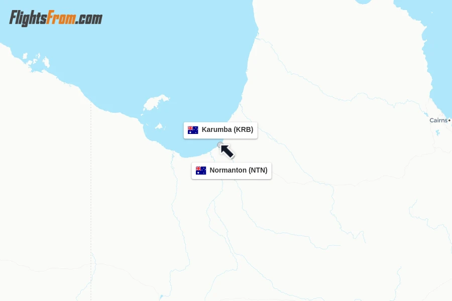Flights from Normanton to Karumba route map