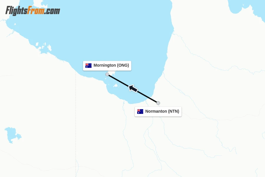 Flights from Normanton to Mornington route map