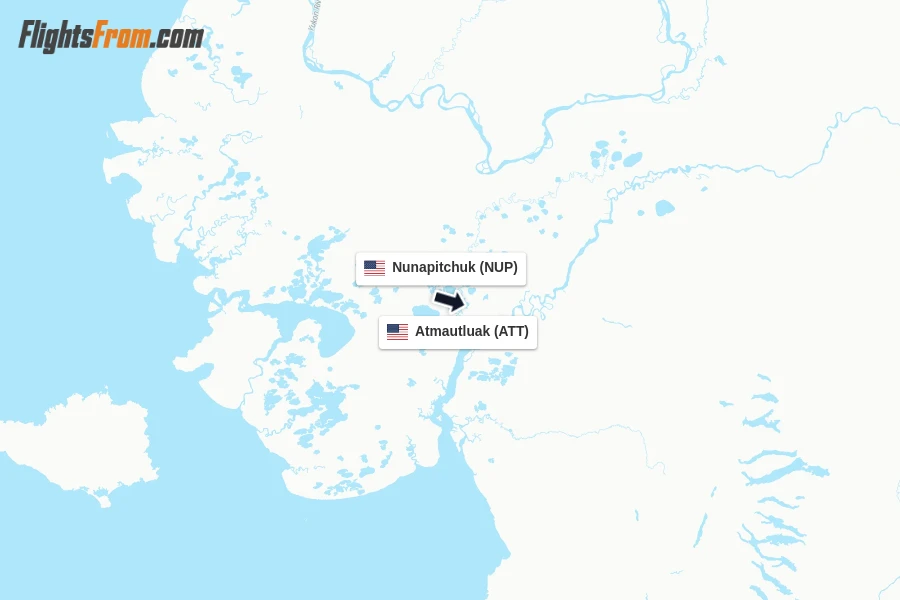 Flights from Nunapitchuk to Atmautluak route map