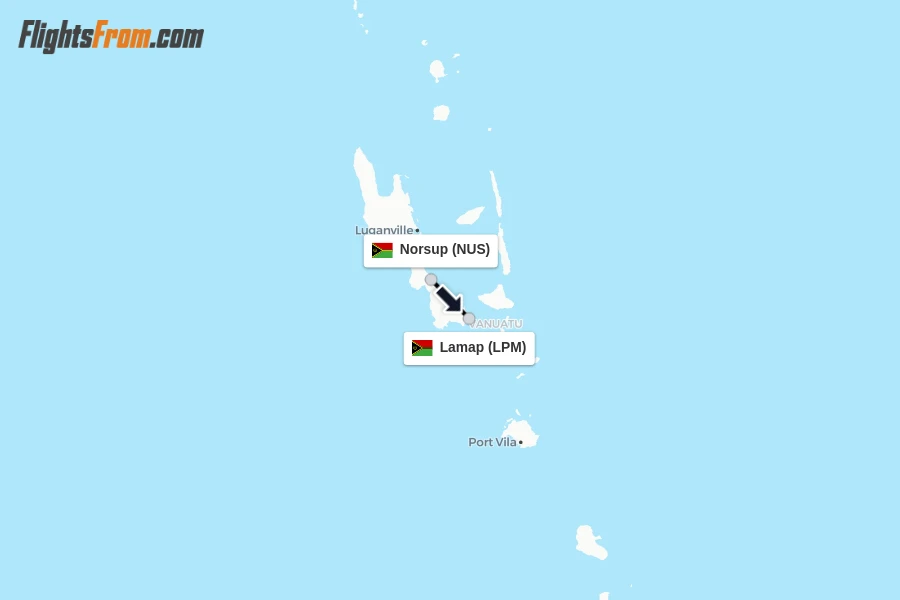 Flights from Norsup to Lamap route map