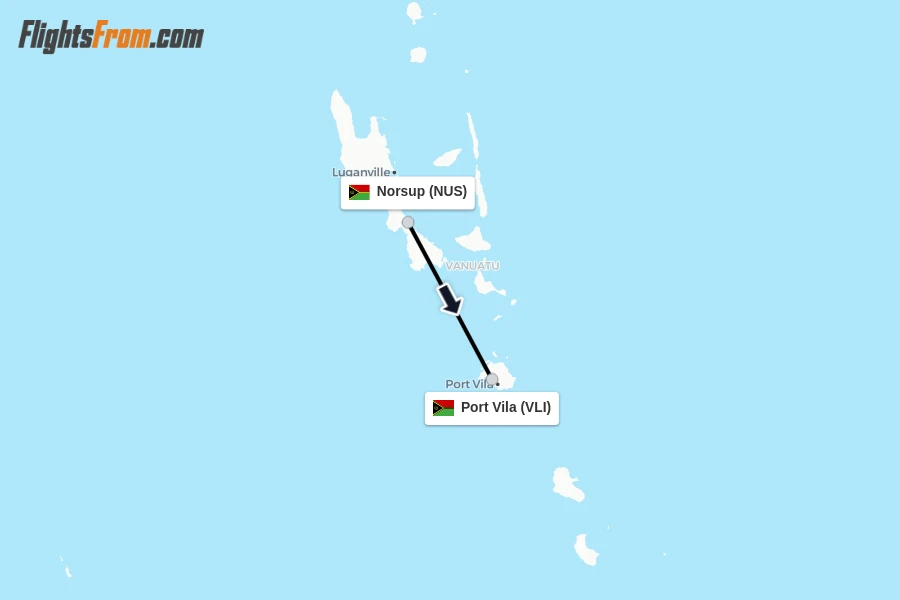 Flights from Norsup to Port Vila route map