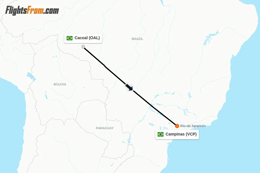 Flights from Cacoal to Campinas route map