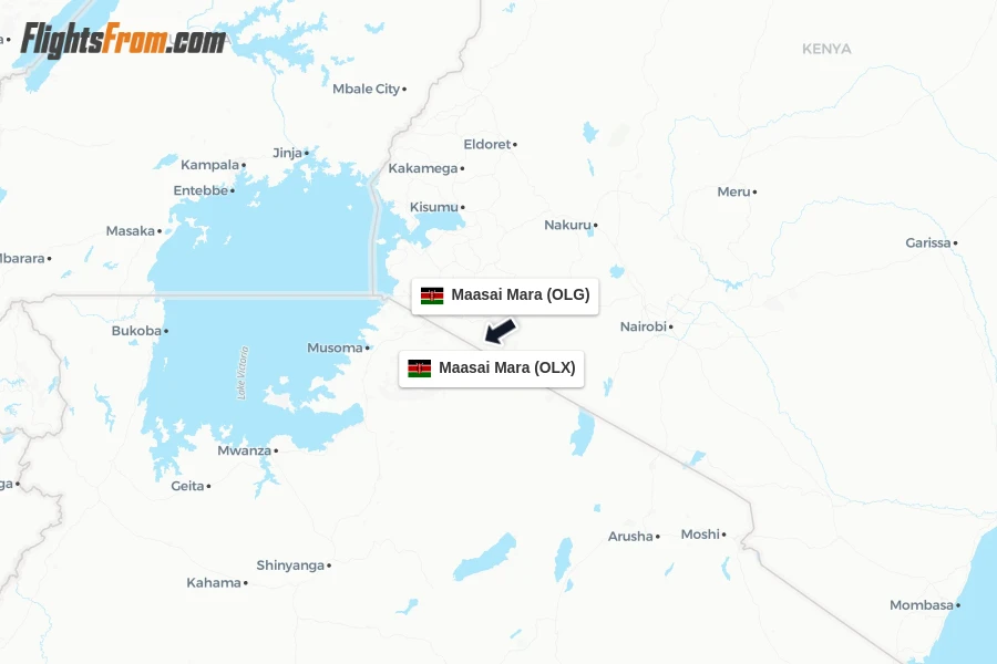 Flights from Maasai Mara to Maasai Mara route map