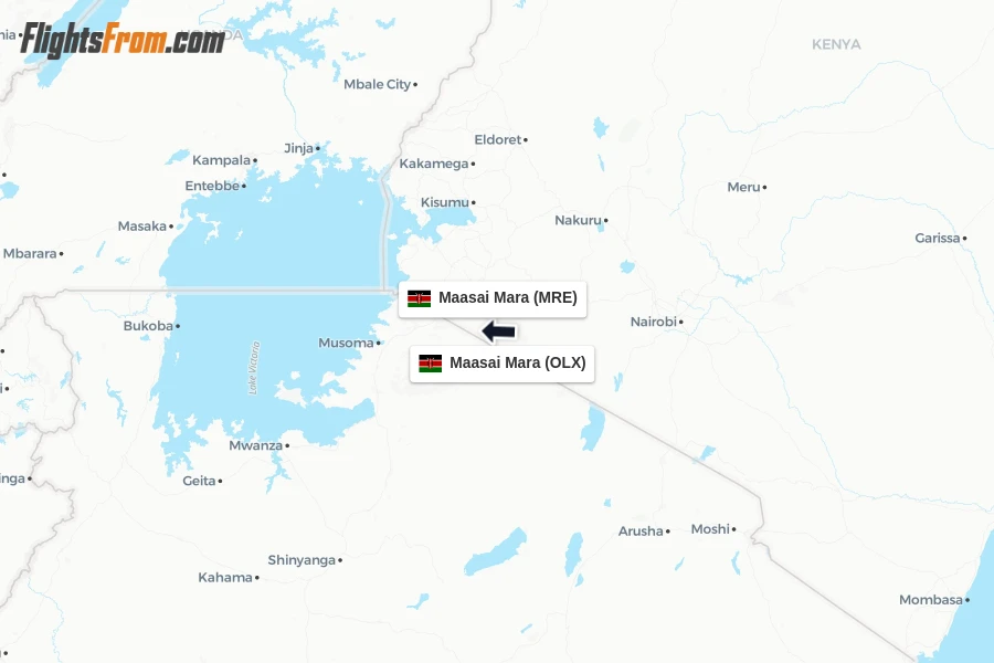 Flights from Maasai Mara to Maasai Mara route map
