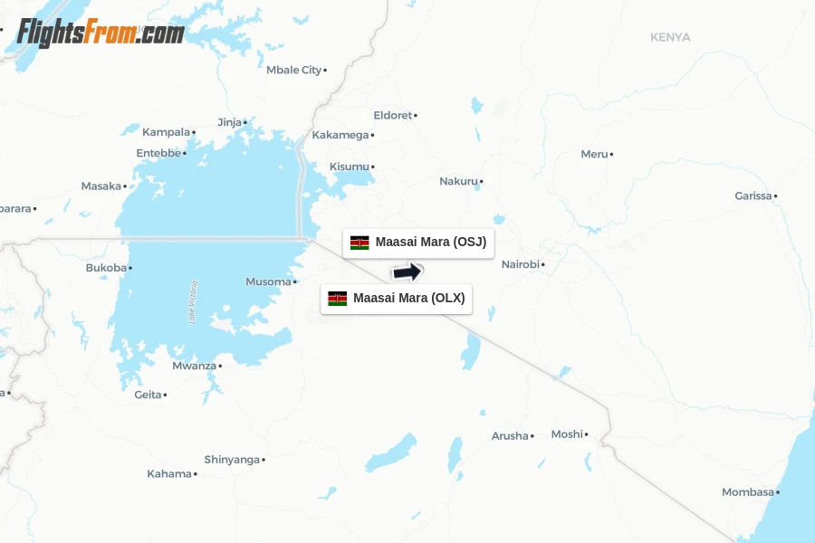 Flights from Maasai Mara to Maasai Mara route map