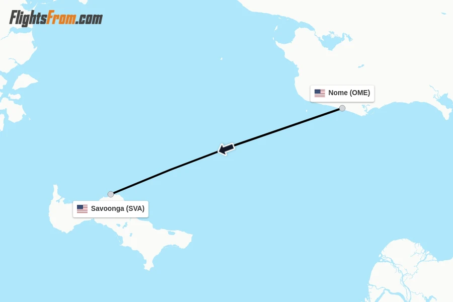 Flights from Nome to Savoonga route map