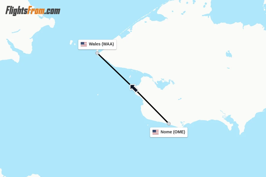 Flights from Nome to Wales route map