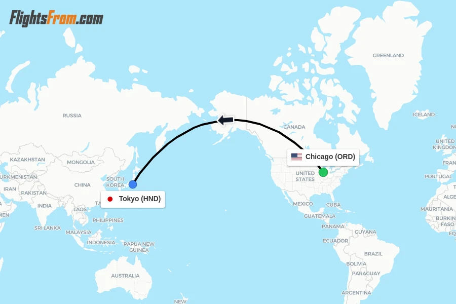 Direct (non-stop) flights from Chicago to Tokyo - schedules